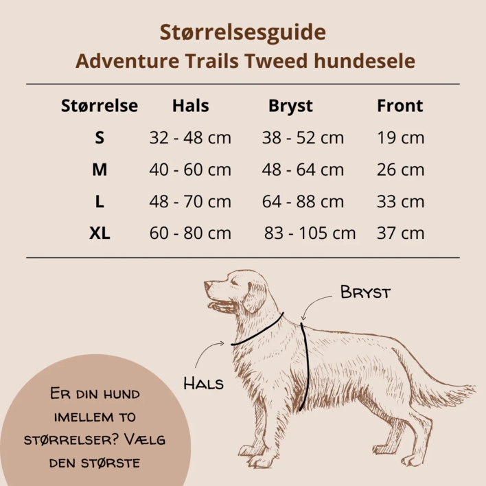Adventure Trails hundesele - Black Herringbone Tweed Small