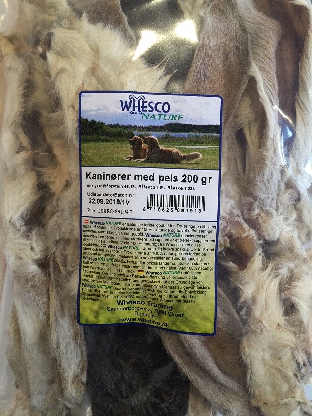 Whesco Kaninører m/pels 200g