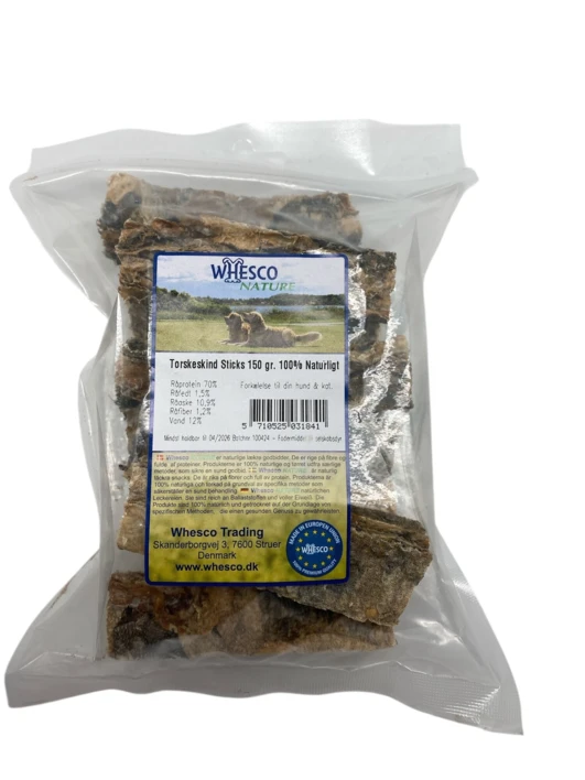 Whesco Naturlige Torskeskind Sticks 150 gr